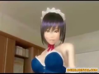 Anime tranny maid eats a chick