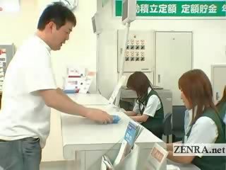 Bizarno veliko oprsje japonsko post pisarna javno cfnm obdelovanje prsi