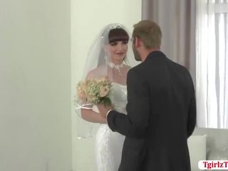 Hot to trot Groom finally fucks her Bride Transbabe Natalie Mars butthole